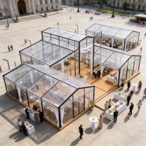 Black Frame Transparent Glass Orangery Atrium Wedding Tent for Ceremonies and Banquets