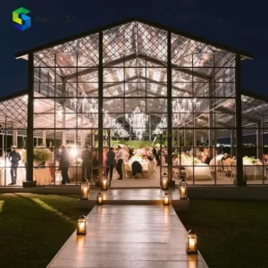 Black Frame Transparent PVC Atrium Party Tent Outdoor Wedding Event Marquee for Exhibitions