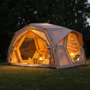 Black Inflatable Dome Tent, Double Layer, Four Season, Waterproof, Portable