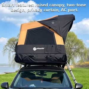 Black Inflatable Rooftop Camping Tent with Privacy Shed