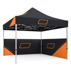 Black Orange Pop-Up Canopy Tent Aluminum Frame Foldable Display Shelter with Sidewalls for Trade Show Events