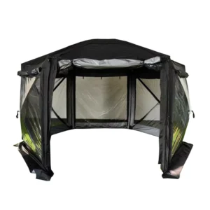 Black Screen House Pop-Up Camping Tent One Bedroom Hexagonal Design