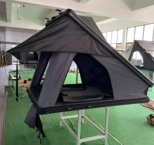 Black Triangle Hard Top Car Roof Tent Eco Color Fastening Mesh Waterproof Poly Cotton Fabric Aluminum Shell Self-drive Camping