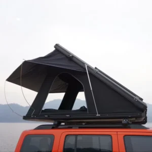 Black Waterproof Anti-UV 50+ Car Roof Tent Hard Shell Wedge Aluminum Roof Rack One-Bedroom Oxford Fabric RTT