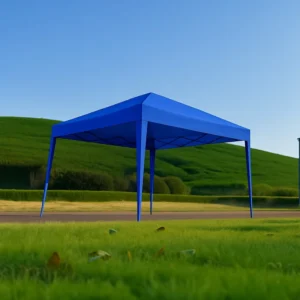 Blue 3x3m Pop up Gazebo Tent Polyester Roof Steel Frame Portable Folding Canopy with 600D Carry Bag