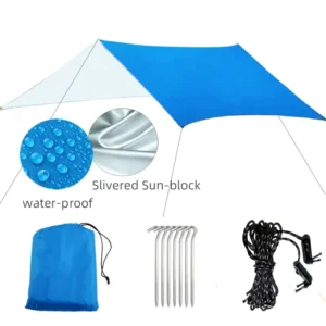 Blue Waterproof UV-proof Sun Shelter 1500 PU Outdoor Camping Tent Rain Fly Tarp for Hammock Canopy & Gazebo & Pergola