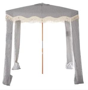Bohemian Striped Beach Cabana Tent Aluminium Portable Canopy Windproof Four Corner Wigwam Shade for Beach & Outdoor Leisure