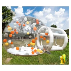 Bubble Bounce House Balloons Blowing Inside Clear Crystal Igloo Inflatable Dome Bubble Tent