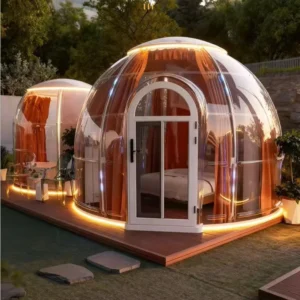 Bubble Transparent Luxury Tents Hotel PC Glamping Domes Starry Sky Bubble Room with Curtains and LED Light
