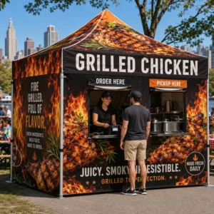 Bulk Removable Rainproof Customizable Pop up Stall Outdoor Easy up Permanent Grilled Chicken Food Booth Tent for Catering Events