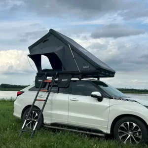 CE Certified Lightweight Aluminum Hard Shell Foldable Rooftop Tent, Quick Setup, 4 Person, 4×4, Triangle
