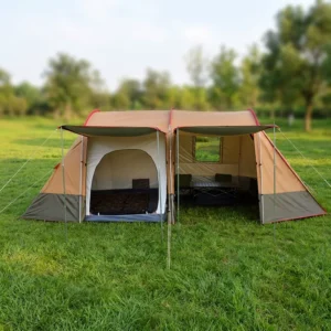 Camouflage Silver-Coated Double-Layer 6-8 Person Two-Room One-Living-Room Windproof Camping Tent