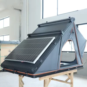 Camping Aluminum Rooftop Tent Car Triangle Clamshell Hard Shell DIY Roof Tent with Solar