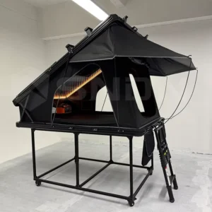 Camping Aluminum Triangle X-Hinge Rooftop Tent Hard Shell 2-3 Person Off-Road Car Roof Tent X-Frame with Solar Panel