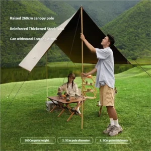Camping Canopy Tent, Outdoor Four-Season Double-Layer PVC Camouflage Park Picnic Sunshade, Beige
