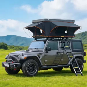 Camping Car Rooftop Tent ABS Hard Clamshell Black Aluminum Custom 3-4 Person Hard Shell Roof Top Tent