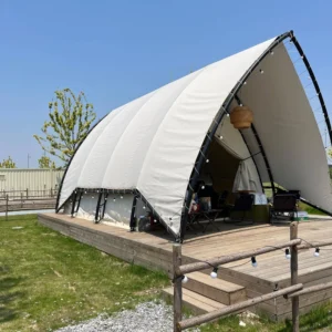 Camping Custom Luxury Straight Bracing Outdoor Glamping Safari Tent Anti Mildew One Bedroom 5x9m Tensile Membrane Four Season