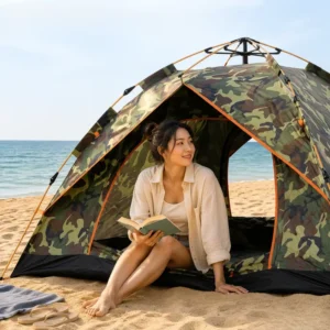 Camping Dome Tent Double-layer Fiberglass Automatic Portable Folding Waterproof One Bedroom Ready to Use All Season