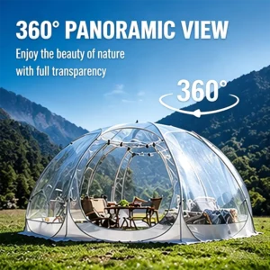 Camping Dome Tent PVC Straight Bracing Transparent Four-season Water Resistant Quick Opening Starry Sky One Bedroom