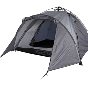 Camping Dome Tent with Umbrella System Waterproof Grey Polyester Fast Pitch up to 3 Persons