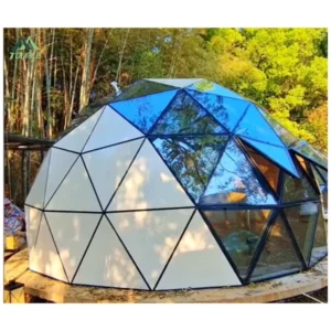 Camping Glass Dome House Wooden Interior Floor Bathtub Igloo Glamping Pod