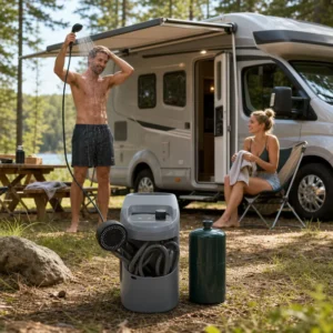 Camping Outdoor Instant Heating Water Heater Tankless Propane Shower System Waterproof Portable Gas Water Heater for Hunting