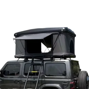 Camping Rooftop Tent, Waterproof, Automatic, Fiberglass Shell, Canvas, 4-Season, Double-Layer, 4-5 Person