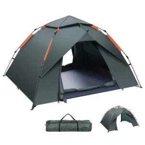 Camping Tent Outdoor Summer Instant Portable Lightweight Pop Waterproof Four-Season Galvanized Steel Frame One Bedroom Living