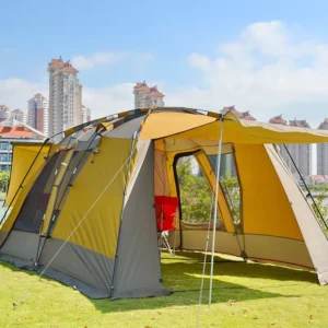 Camping Tunnel Tent Outdoor Double Layer Oxford Cotton Thickened Rainproof Windproof Family Portable One Room One Hall Automatic