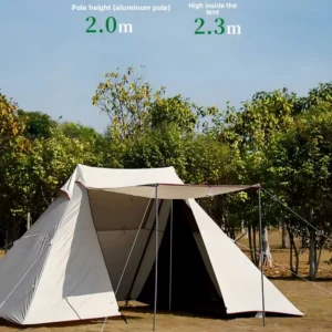 Canopy Tent Outdoor Shelter Indian Style Two-Bedroom One-Living-Room Tent with Black Coating for UV Protection
