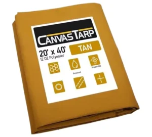 Canvas Tarp 12 Oz Heavy Duty Water Resistant with Rustproof Grommets Multipurpose Outdoor Tarpaulin for Camping Canopy