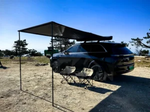 Car 90 Degree Awning 420D Lattice Biaxial Stable Black Vinyl Heat Intercept Plum Ground Pressure OEM 4 x 4