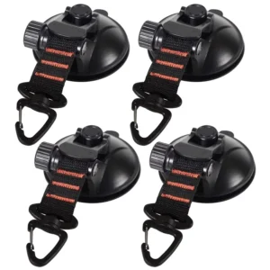 Car Mount Suction Cup Anchor with Securing Hooks for Luggage Tarps and Tents