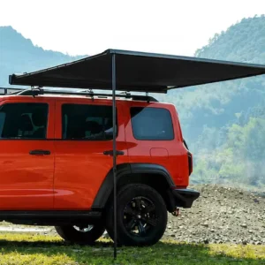Car Side Awning 420D Oxford Fabric Awning for Outdoor Camping Aluminum Support Rods Car Side Tent Rainproof and Sunshade Awning