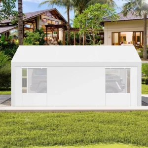 Carport 12’x20′ Modern Luxury Outdoor Heavy Duty Portable Garage 2.0 Galvanized Steel Frame Waterproof Shelter Removable Car