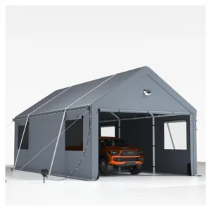 Carport Canopy Single Layer Extra Large Portable Car Tent with Roll up Windows All Season Tarp Cover Removable Roof & Side Walls