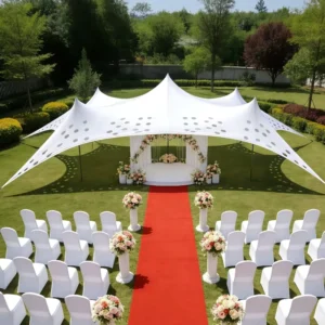 Cheese Color Polyester Four season Stretch Tent for Indoor & Outdoor Wedding Party UV Protected Custom Size Available