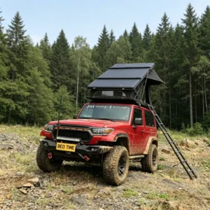 China Manufacturer Camping Hard Shell Triangle Clamshell Rooftop Tent 4×4 Ultra Thin Aluminum