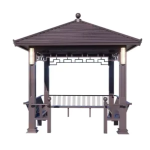 Classic Aluminum Wood Grain Outdoor Gazebo Pavilion for Garden Patio