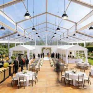 Classic Cathedral Transparent Glasshouse Tent Black Frame Orangery Atrium Garden Wedding Banquet Marquee
