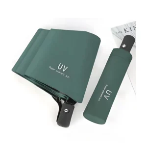 Classic Pongee Compact Foldable UV Umbrella with Sunscreen Coating Unisex Portable Automatic Folding