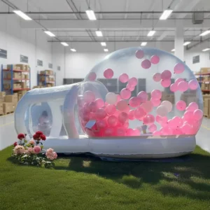 Clear Inflatable Bubble Bounce House with Balloons, Crystal Igloo Dome Tent