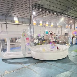 Clear Inflatable Crystal Igloo Dome Bubble Tent for Kids, Built-In Fan, Over 12ft, Silk-Screen Printed, Party Use