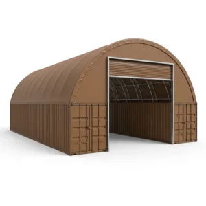 Clear Span Snow Load Heavy Duty Bolt on Steel Frame Curved Dome Container Shelter for Port Logistics Warehouse