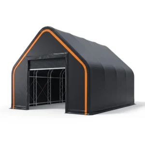 Clear Span Snow Load Resistant Hot dip Galvanized Steel Structure Peaked Roof Warehouse Storage Shelter for Equipment Repair