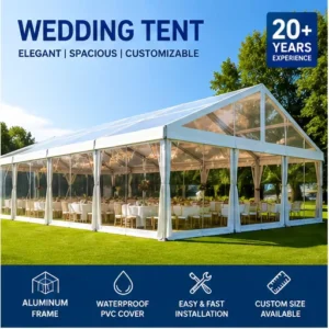 Clear-Span Transparent PVC Wedding Party Banquet Tent with Drapery
