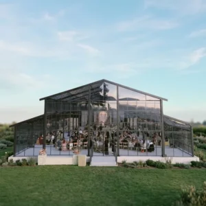Clear Wedding Tent Canopy Venue Structure, Marquee Party Tent with Glass Walls and Atrium for Commercial Events