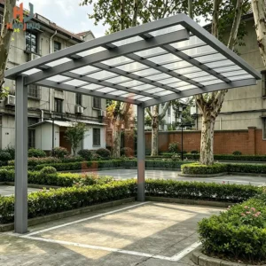 Coated Metal Parking Canopy Natural Finish Aluminum Carport All Round Sun Block Waterproof Shelter for Household Use