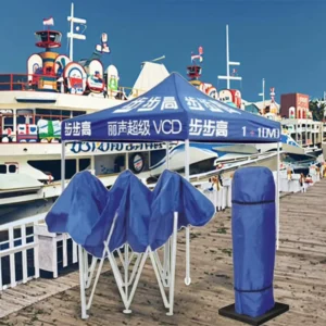 Collapsible Outdoor Booth Kiosk Tents Blue Color Ventilated Advertising Folding Canopy Tent