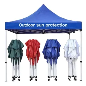 Collapsible Portable Custom-Printed Double-Layer All-Season Awning Tent with PVC-Coated Fabric, Outdoor Tarpaulin, and Aluminum Frame